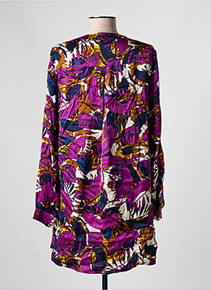 Robe courte coupe fluide manches longues violet SIGNATURE femme