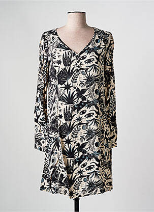 Robe courte fermeture zippée au dos manches longues noir SURKANA femme