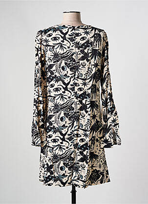 Robe courte fermeture zippée au dos manches longues noir SURKANA femme