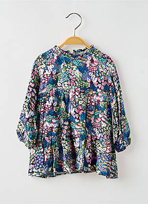 Robe mi-longue col rond manches longues bleu MAYORAL fille