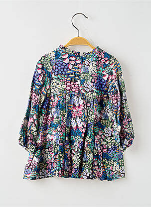 Robe mi-longue col rond manches longues bleu MAYORAL fille