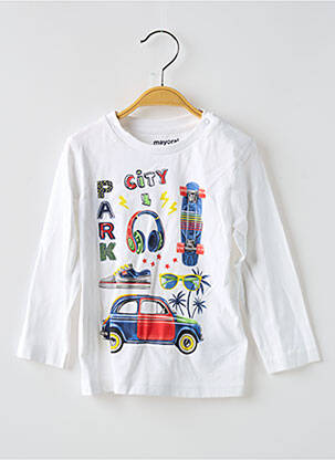T-shirt imprimé fantaisie manches longues blanc MAYORAL garçon