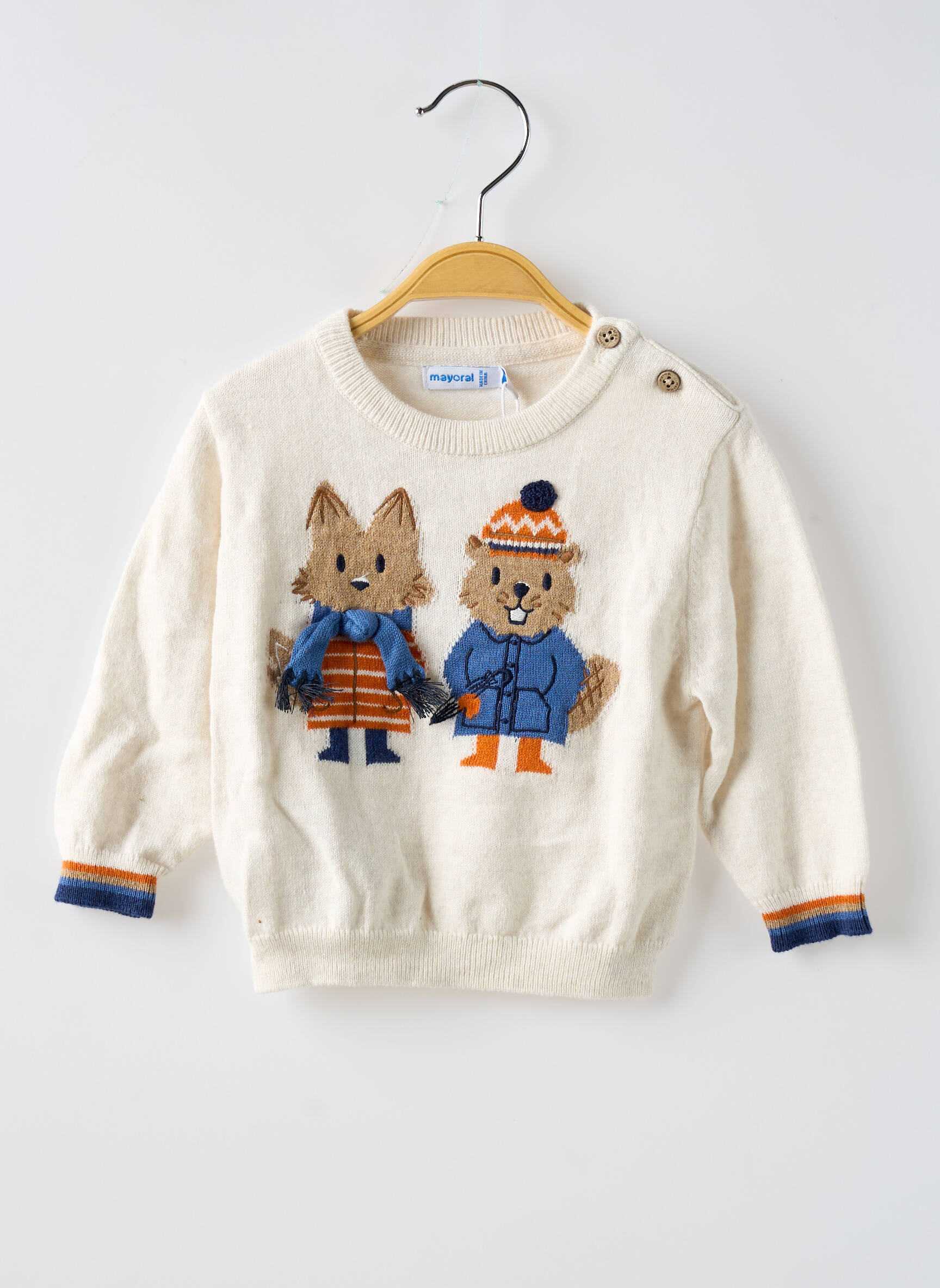 Pull imprimé fantaisie manches longues beige MAYORAL garçon