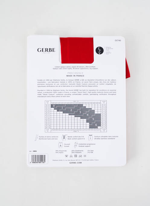 Collants rouge GERBE pour femme