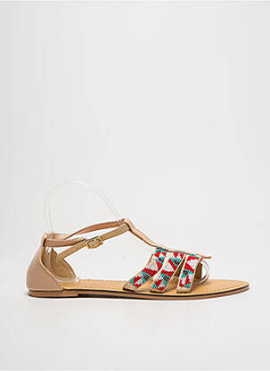 Sandales/nu pieds chiquet talon plat jusqu'à 3cm beige AMENAPIH femme