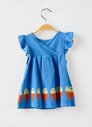 Robe mi-longue manches courtes manches courtes bleu BOBO CHOSES fille