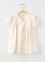 Robe mi-longue manches courtes manches courtes beige BUHO fille