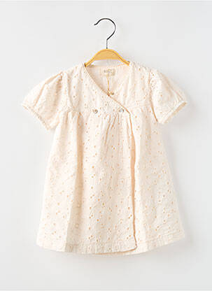 Robe mi-longue manches courtes manches courtes beige BUHO fille