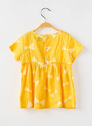 Robe mi-longue manches courtes manches courtes jaune BOBO CHOSES fille