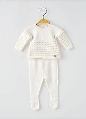 Ensemble pantalon fermeture boutonnée au dos blanc PAZ fille