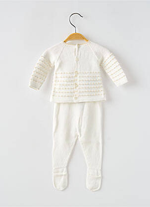 Ensemble pantalon fermeture boutonnée au dos blanc PAZ fille