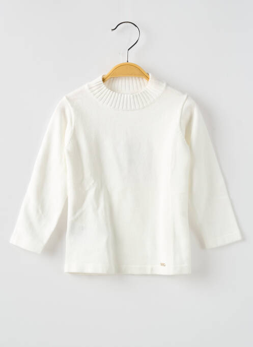 Pull coupe droite manches longues blanc MAYORAL fille