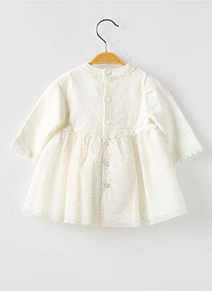 Robe mi-longue col rond manches longues blanc MAYORAL fille