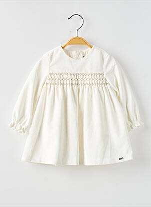Robe mi-longue col rond manches longues blanc MAYORAL fille