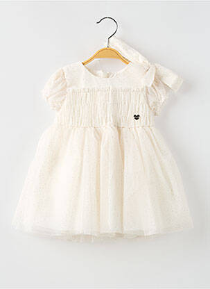 Robe mi-longue manches courtes manches courtes blanc MAYORAL fille