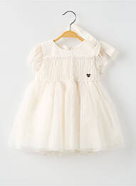 Robe mi-longue fermeture zippée au dos manches courtes blanc MAYORAL fille