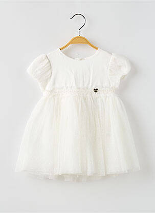 Robe mi-longue manches courtes manches courtes blanc MAYORAL fille