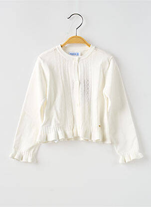 Gilet manches longues col rond blanc MAYORAL fille