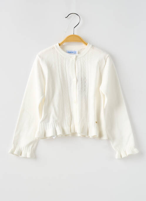 Gilet manches longues col rond blanc MAYORAL fille