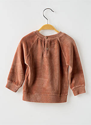 Pull coupe droite manches longues marron BUHO garçon