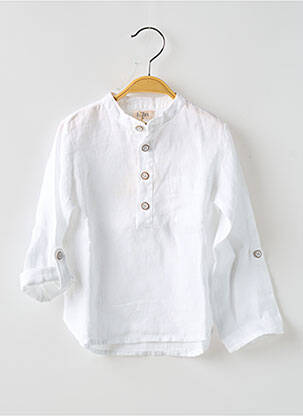 Chemise manches longues col mao blanc BUHO garçon