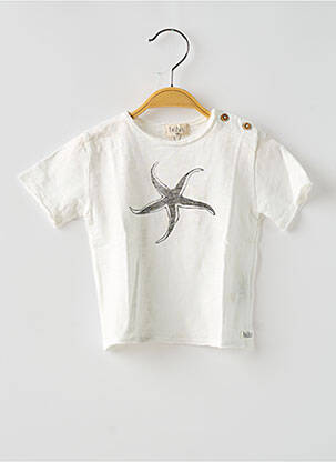 T-shirt coupe droite manches courtes blanc BUHO garçon