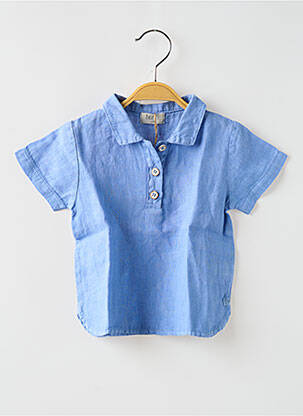Polo fermeture boutonnée sur le devant manches courtes bleu BUHO garçon