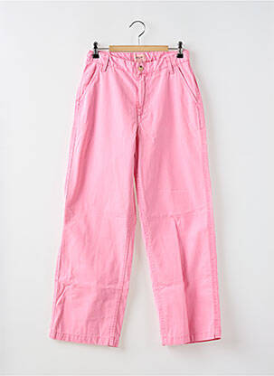 Pantalon droit fermeture zippée sous rabat boutonné rose BELLEROSE femme
