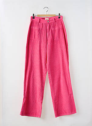 Pantalon droit fermeture zippée sous rabat boutonné rose BELLEROSE femme