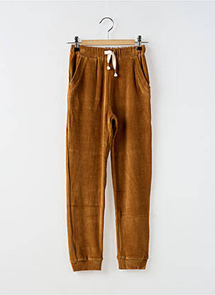 Pantalon slim fermeture liens à nouer taille élastique marron BUHO garcon