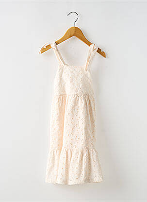 Robe mi-longue col carré fines bretelles rose BUHO fille