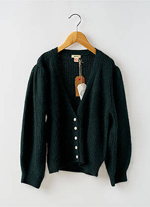 Gilet manches longues maille tricot vert BELLEROSE fille