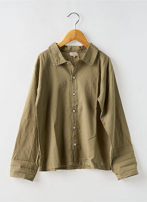 Chemise manches longues tissage popeline vert BUHO garçon