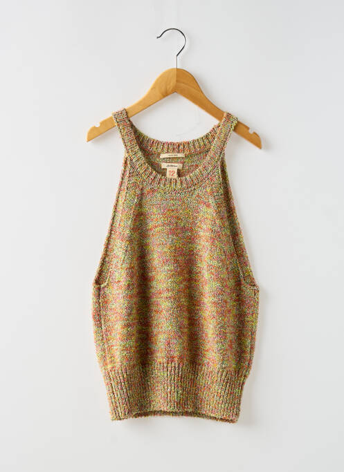 Pull maille souple et aérée fines bretelles vert BELLEROSE fille