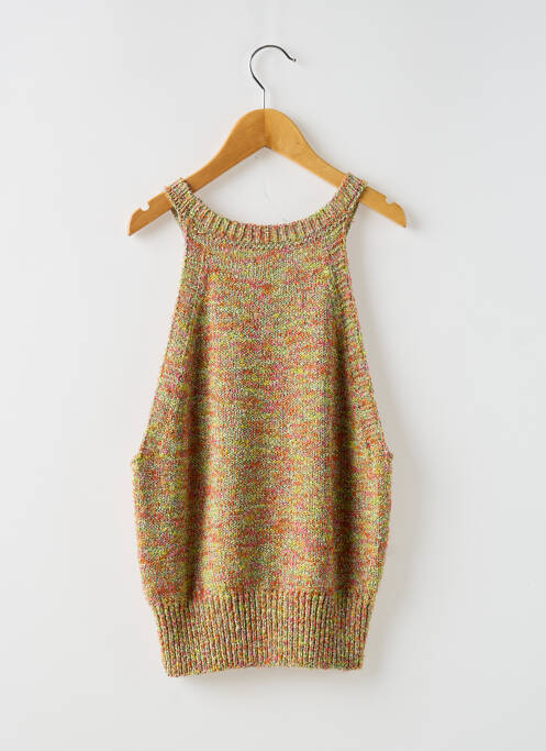 Pull maille souple et aérée fines bretelles vert BELLEROSE fille