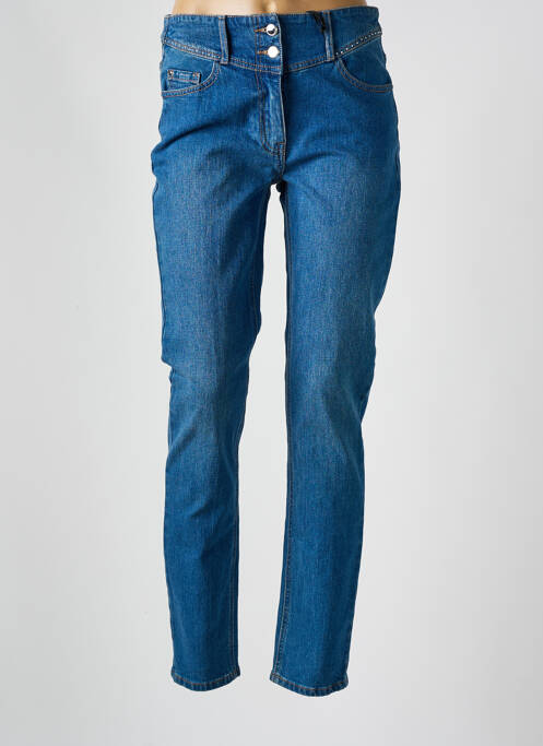 Jeans coupe slim stretch taille haute bleu JULIE GUERLANDE femme