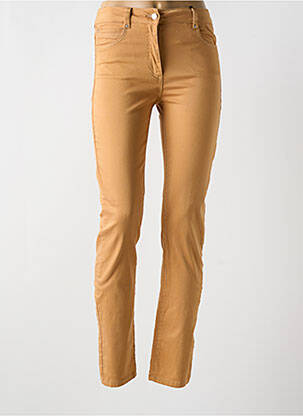 Pantalon slim tissage popeline taille normale marron JULIE GUERLANDE femme
