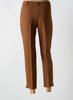Pantalon 7/8 stretch taille normale marron ESTEL COLLECTION femme
