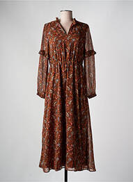 Robe longue manches longues manches longues marron C'EST BEAU LA VIE femme