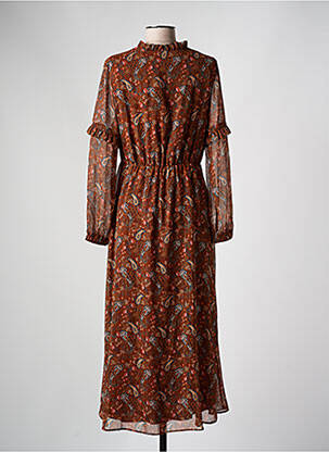 Robe longue manches longues manches longues marron C'EST BEAU LA VIE femme