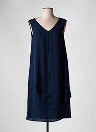 Robe mi-longue tissage crêpe sans manche bleu BARILOCHE femme