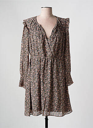 Robe mi-longue imprimé fleurs manches longues rose CHATTAWAK femme