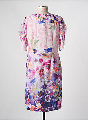 Robe mi-longue imprimé fleurs manches courtes rose GALA BY ROSA GIMENO femme