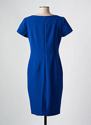 Robe mi-longue fermeture zippée au dos manches courtes bleu ESTEL COLLECTION femme