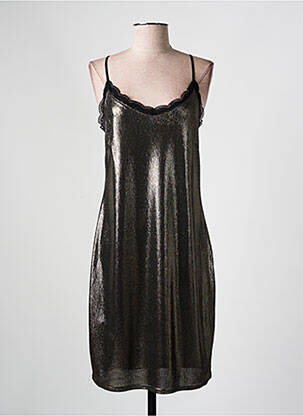 Robe mi-longue coupe cintrée fines bretelles or ESPERANCE femme