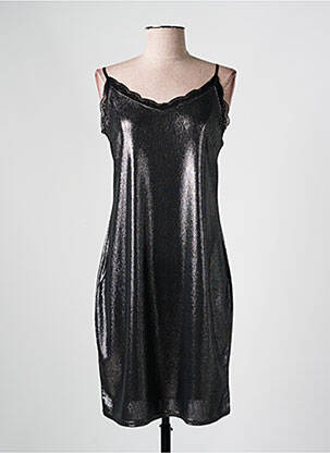 Robe mi-longue coupe cintrée fines bretelles argent ESPERANCE femme