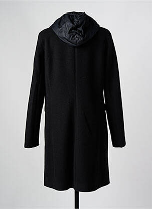 Manteau long coupe droite a capuche noir TINTA femme