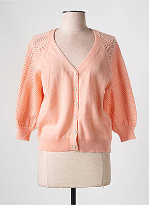 Gilet manches longues manches 3/4 rose JULIE GUERLANDE femme