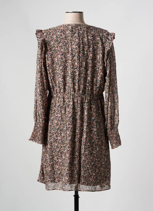 Robe mi-longue imprimé fleurs manches longues rose CHATTAWAK femme