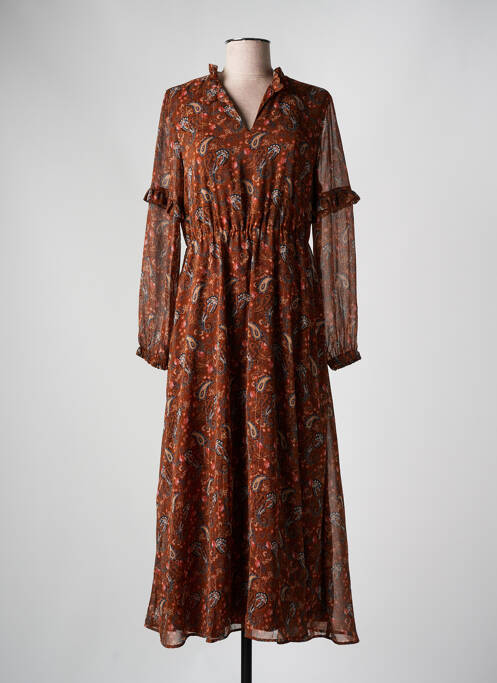 Robe longue marron C'EST BEAU LA VIE pour femme
